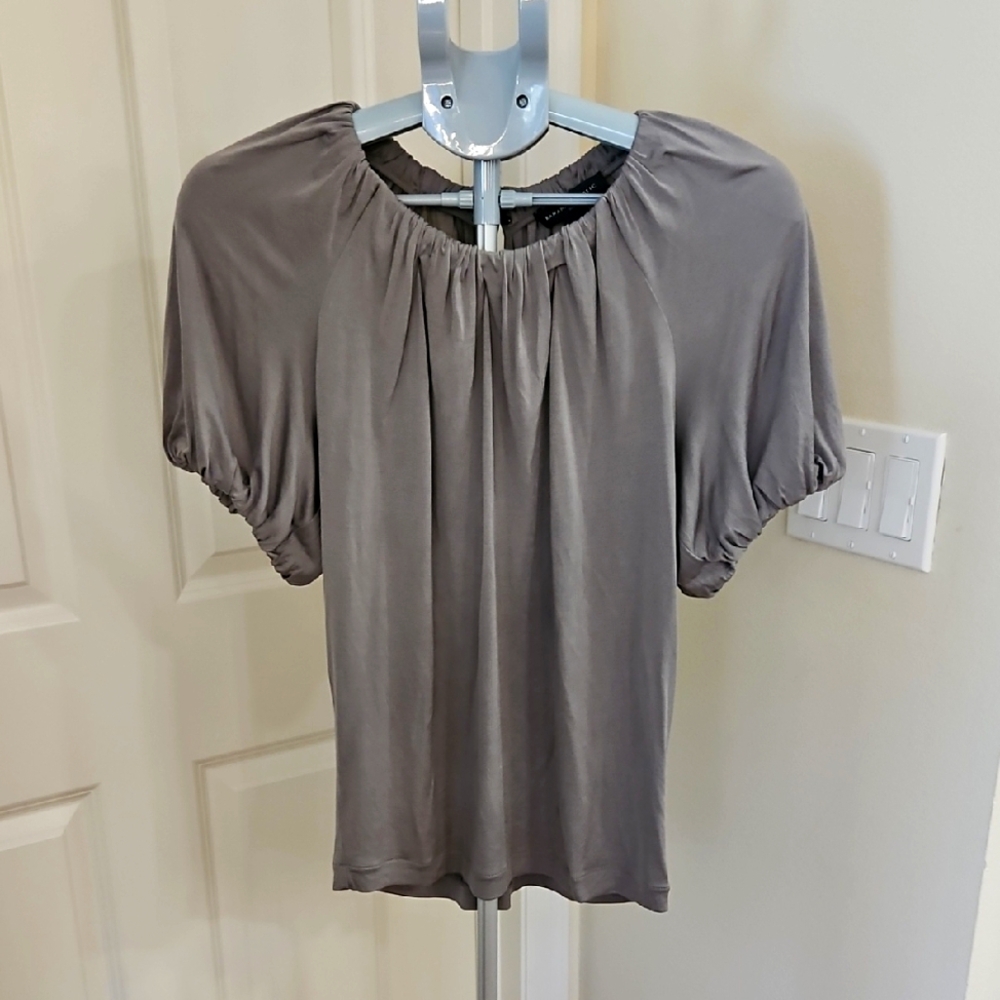 Banana Republic Gray Pleated Blouse with Short Sleeves